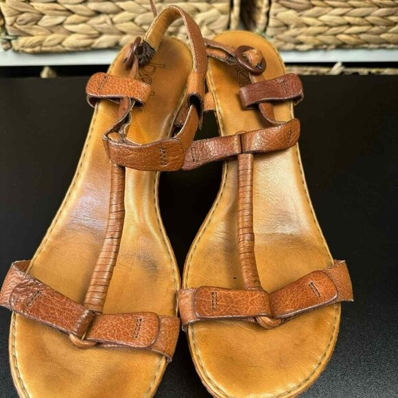 Bolo Brown wooden leather heel Sandals Size 10‎ BL6026 - Picture 2 of 9